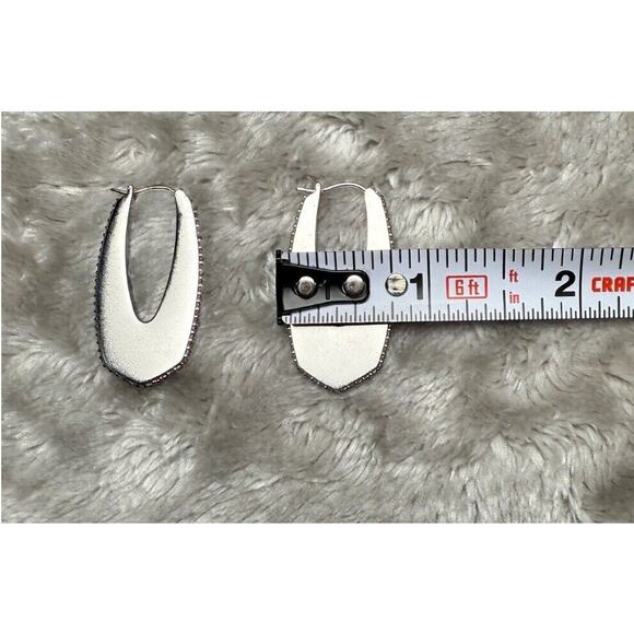 Kendra Scott Adeline Cubic Zirconia Pave Silver Tone Hoop Earrings - Picture 5 of 6